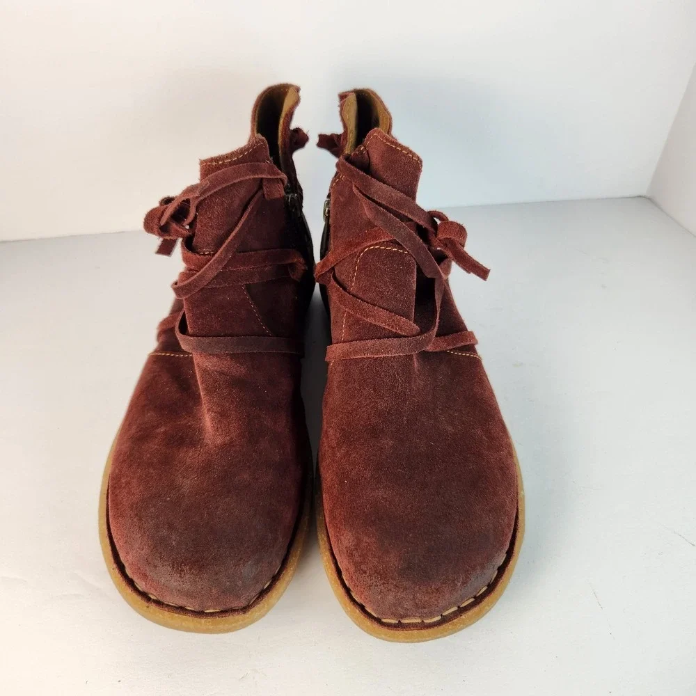Born Tarkiln Women's Casual Suede Ankle Booties Burgundy Size 9